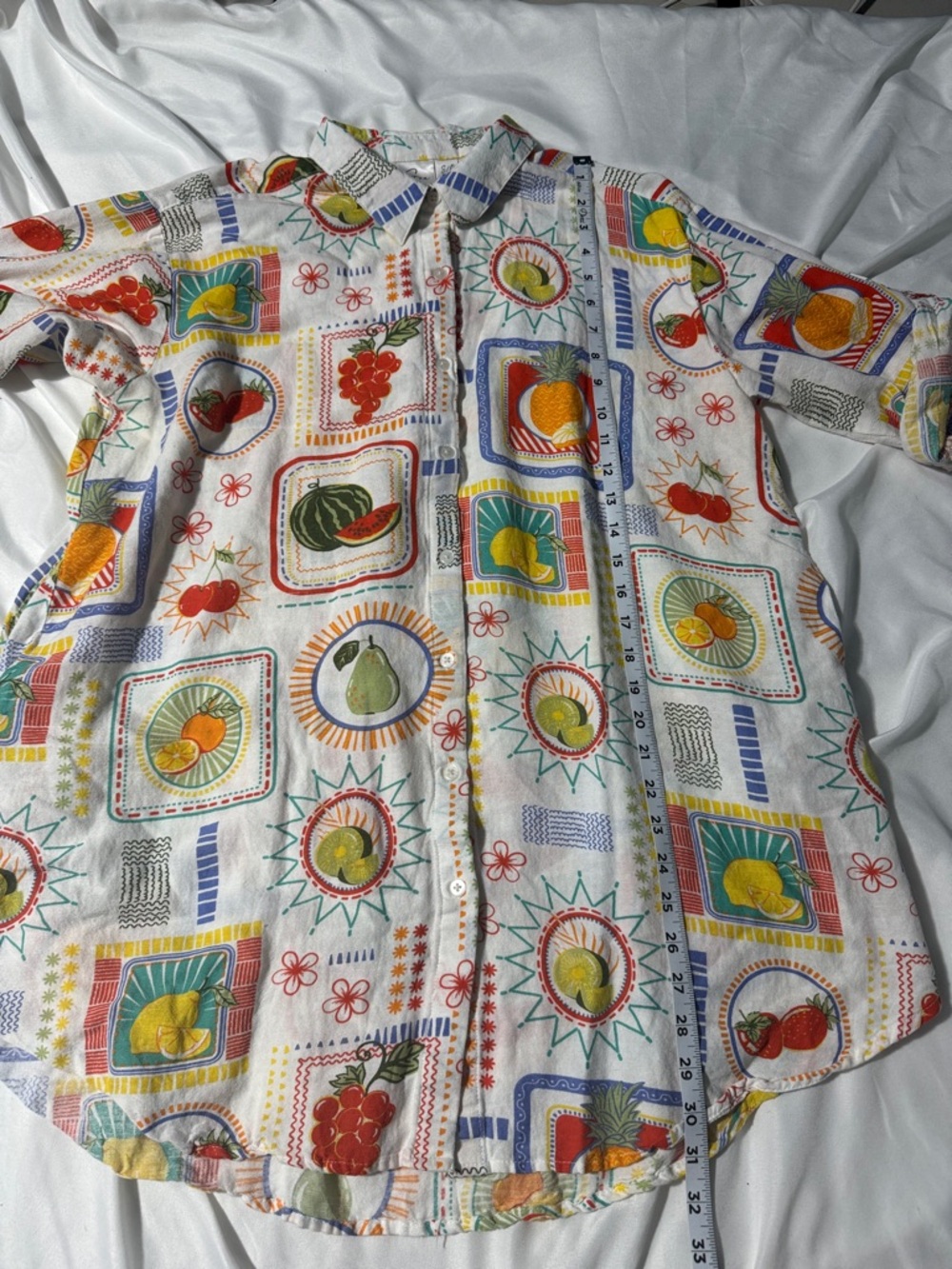 Goa Beachwear by Japna Fruit Print Button-Up Shirt – Size Small (Oversized Fit) - Picture 9 of 9